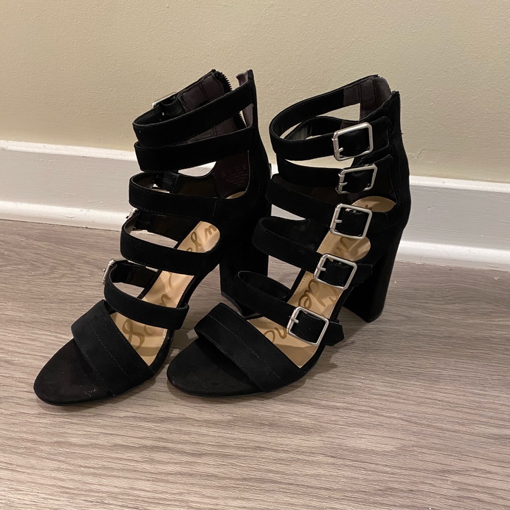 Sam Edelman Yasmina black suede heeled sandals